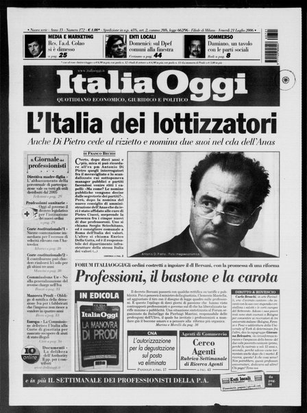 Italia oggi : quotidiano di economia finanza e politica